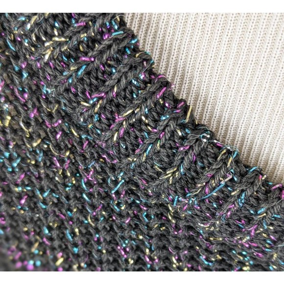 Vintage 1980s Flashy Metallic Black Pullover Sweater Shiny 80s Pop Queen Fashion - Picture 5 of 8